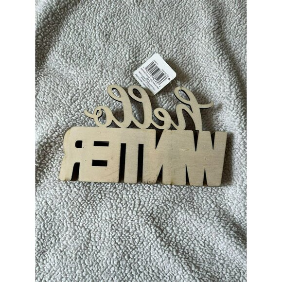 3 for $15 - Ashland Hello Winter Wooden Table Decor Sign 8" NWT - Picture 3 of 3